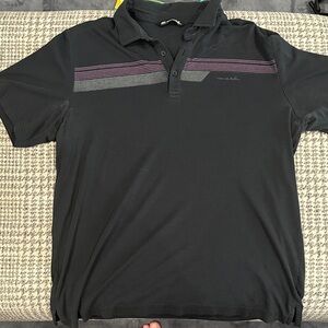 Mossimo Supply Co. Black Polo with Gray and Purple Stripes